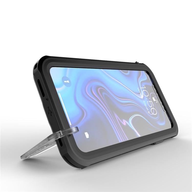 10m IP68 Waterproof Shock/Dirt/Snow Case for iPhone XS Max 6.5 inch with a Kickstand - All Black-5