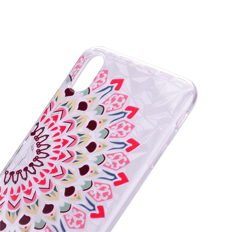 For iPhone XS Max 6.5 inch TPU Phone Case, (Pattern Printing) (3D Diamond Texture) - Half Flower-2