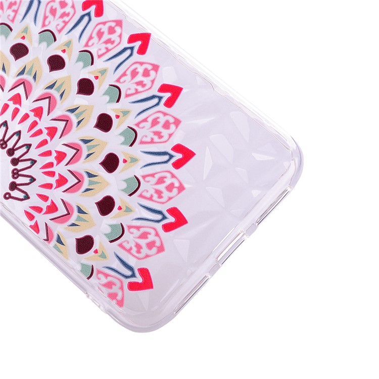 For iPhone XS Max 6.5 inch TPU Phone Case, (Pattern Printing) (3D Diamond Texture) - Half Flower-3