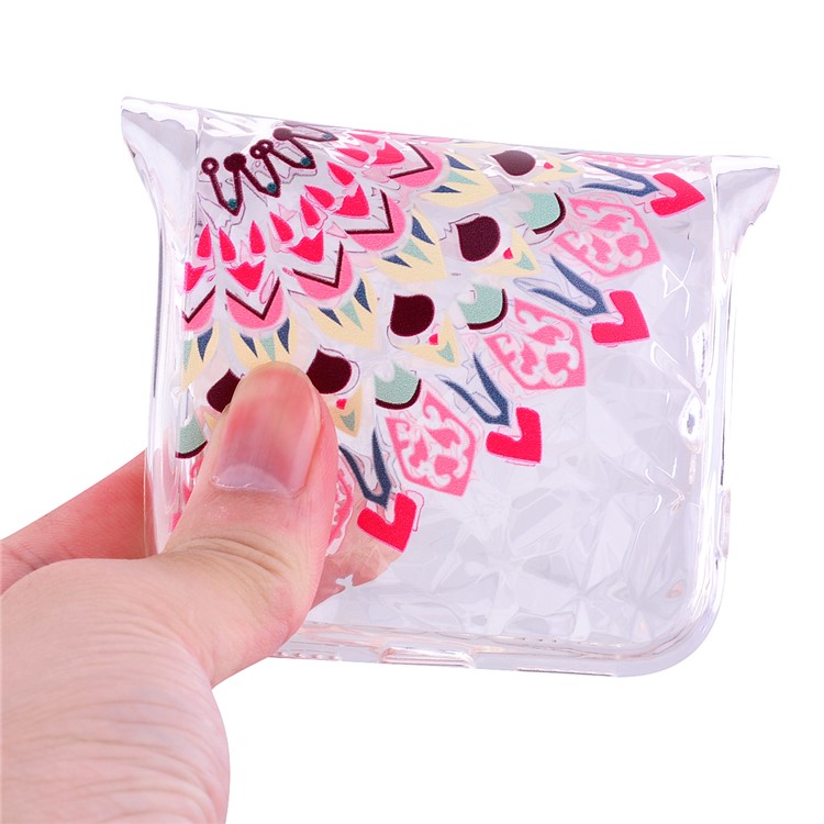 For iPhone XS Max 6.5 inch TPU Phone Case, (Pattern Printing) (3D Diamond Texture) - Half Flower-4
