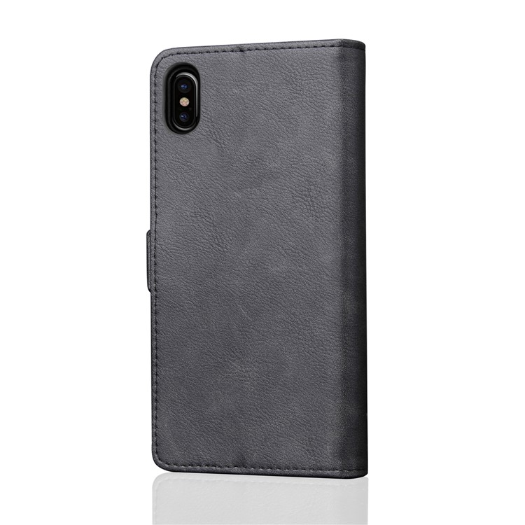Retro Style Wallet Leather Stand Case for iPhone XS Max 6.5 inch - Black-4