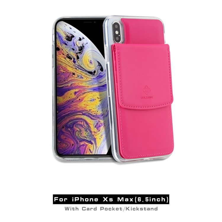 

Magnetic Card Holder Bag TPU Kickstand Phone Shell for iPhone XS Max 6.5 inch - Rose