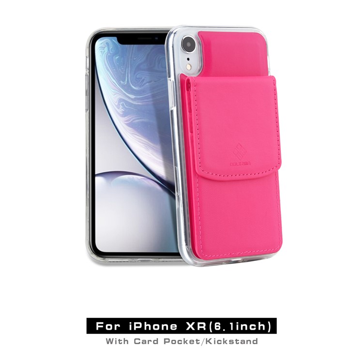 

Magnetic Card Holder Bag TPU Kickstand Cellphone Case for iPhone XR 6.1 inch - Rose, iPhone XR 6.1 inch