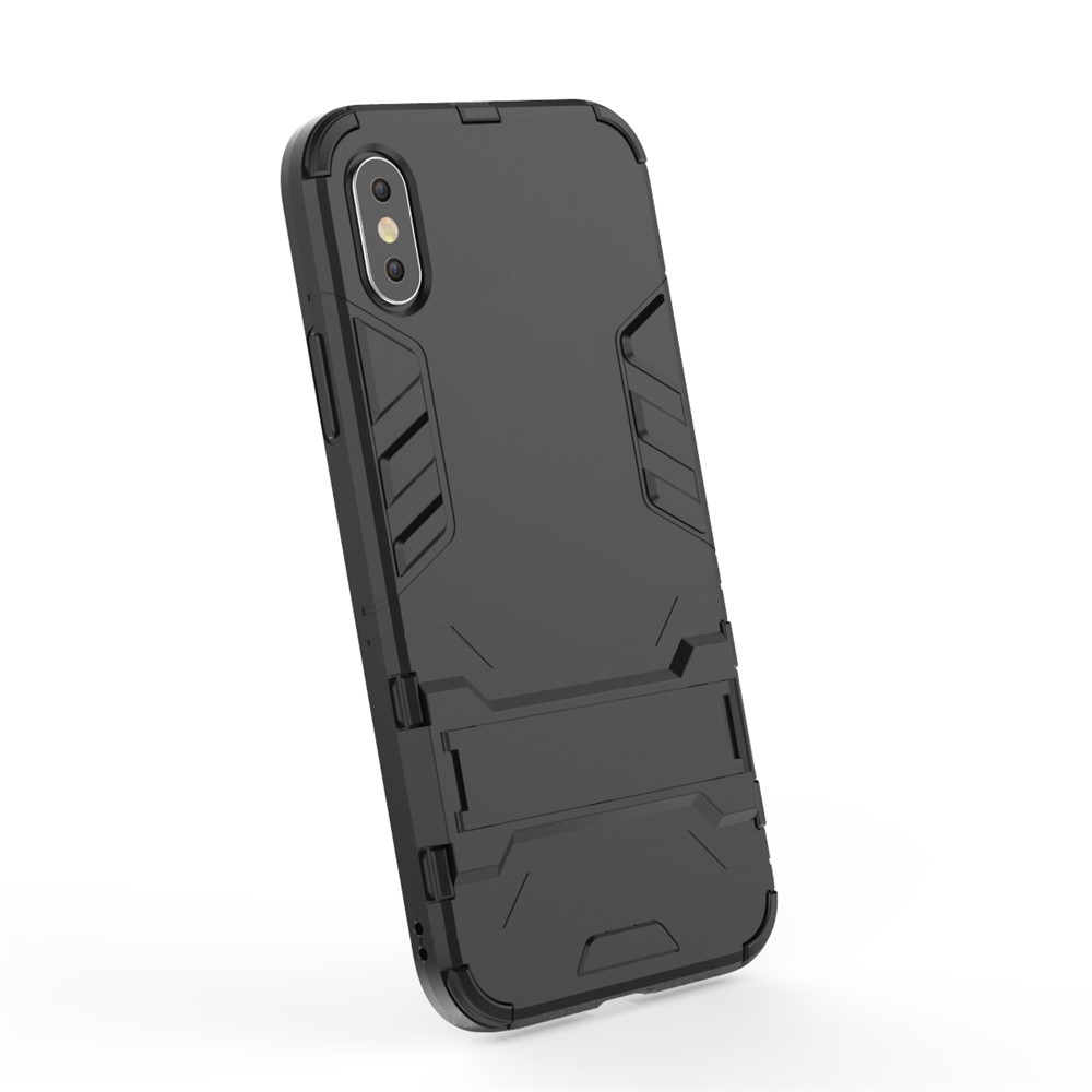 Cool Guard Plastic TPU Hybrid Case with Kickstand for iPhone XS 5.8 inch - Black-4