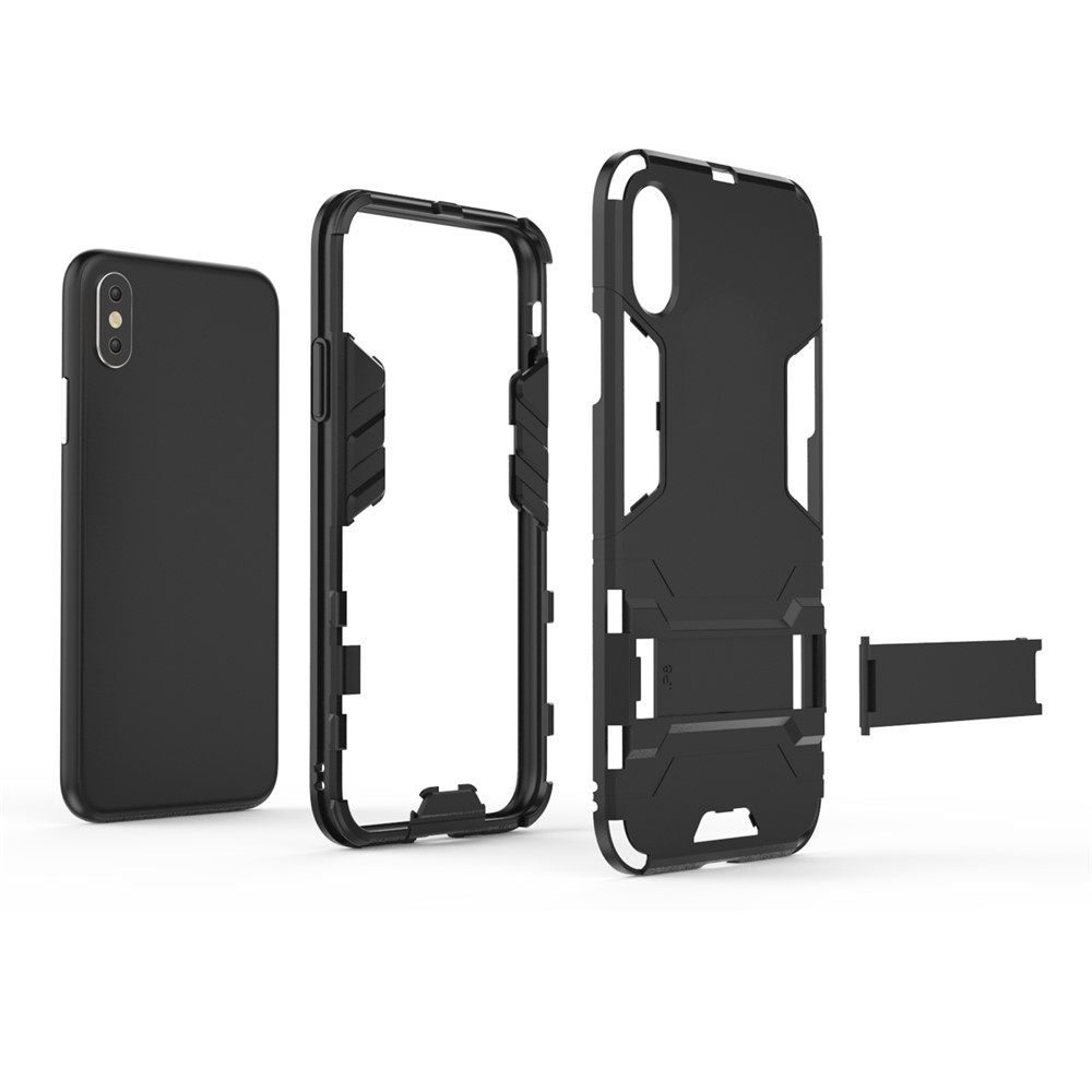 Cool Guard Plastic TPU Hybrid Case with Kickstand for iPhone XS 5.8 inch - Black-5