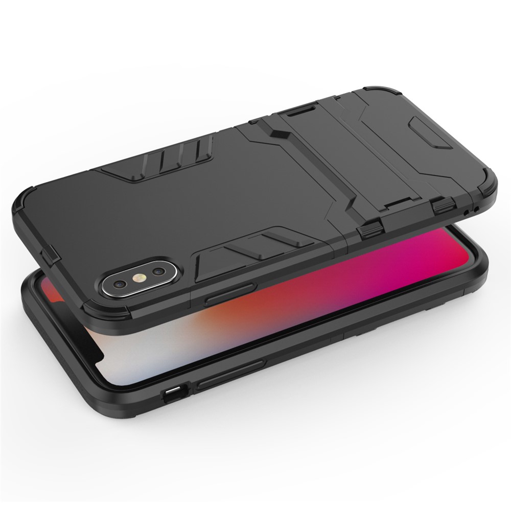 Cool Guard Plastic TPU Hybrid Case with Kickstand for iPhone XS 5.8 inch - Black-6