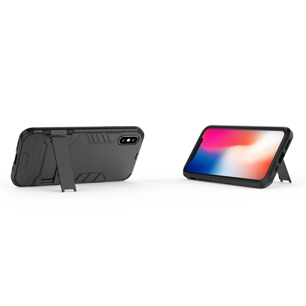 Cool Guard Plastic TPU Hybrid Case with Kickstand for iPhone XS 5.8 inch - Black-8