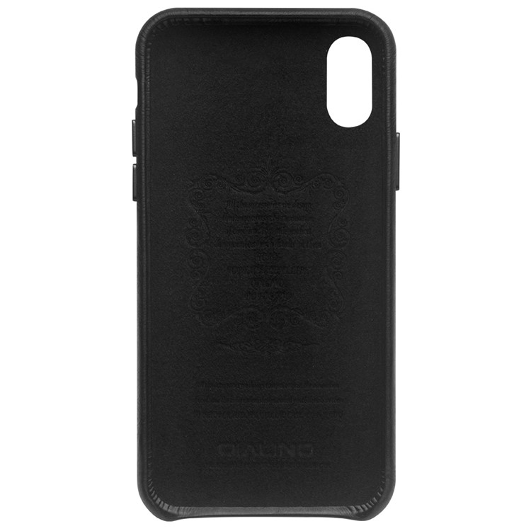 Qialino Pour Iphone XR 6,1 Pouces Authentique en Cuir en Cuir PC Protection du Téléphone Mobile Shel - le Noir