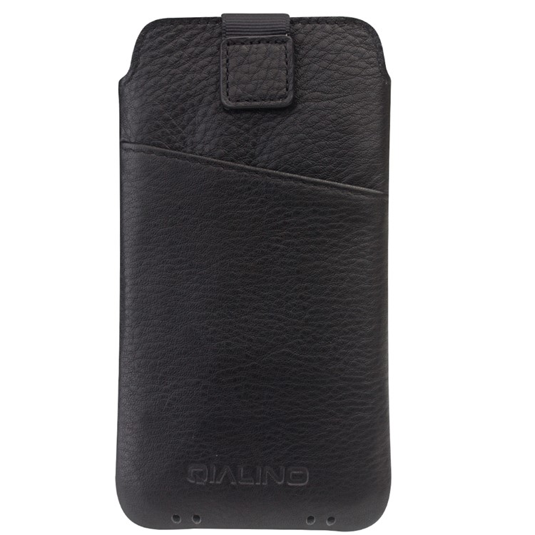 QIALINO Genuine Cowhide Leather Pouch Case with Card Slot for iPhone XS Max 6.5 inch - Black-2
