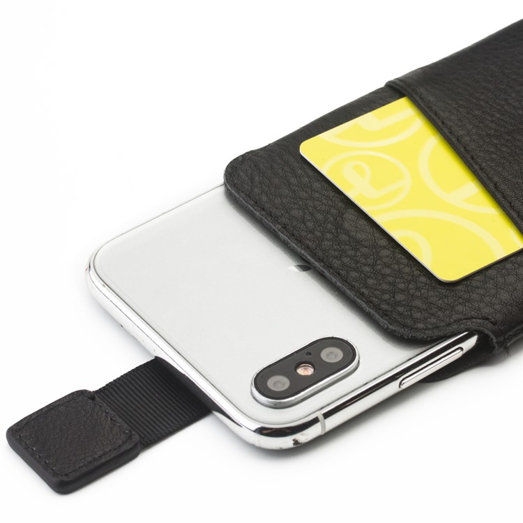QIALINO Genuine Cowhide Leather Pouch Case with Card Slot for iPhone XS Max 6.5 inch - Black-4