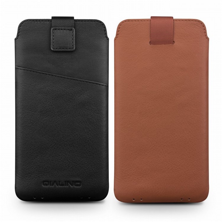 QIALINO Genuine Cowhide Leather Pouch Case with Card Slot for iPhone XS Max 6.5 inch - Black-8