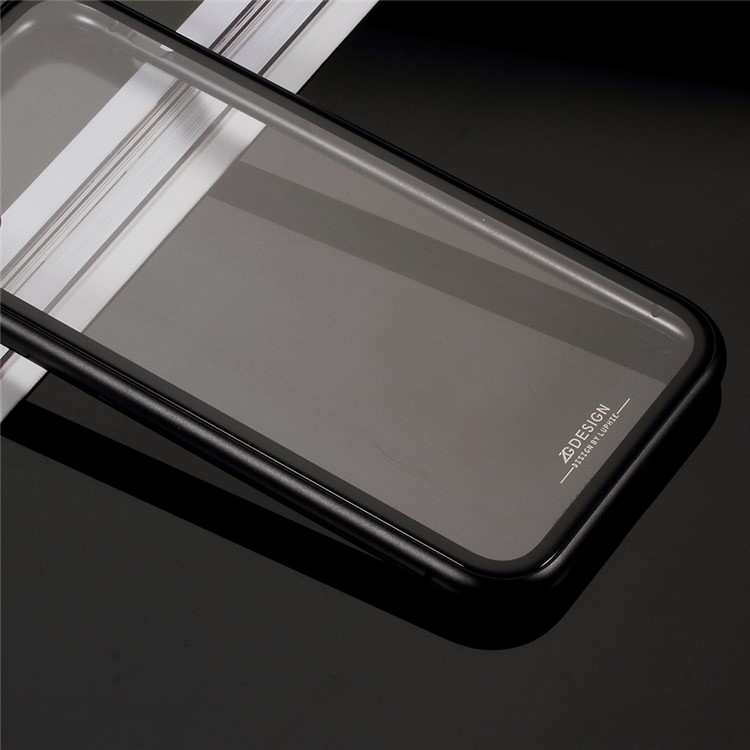Magnetic Attraction Metal Frame Tempered Glass Back Phone Cover for iPhone XR 6.1 inch - Black-5