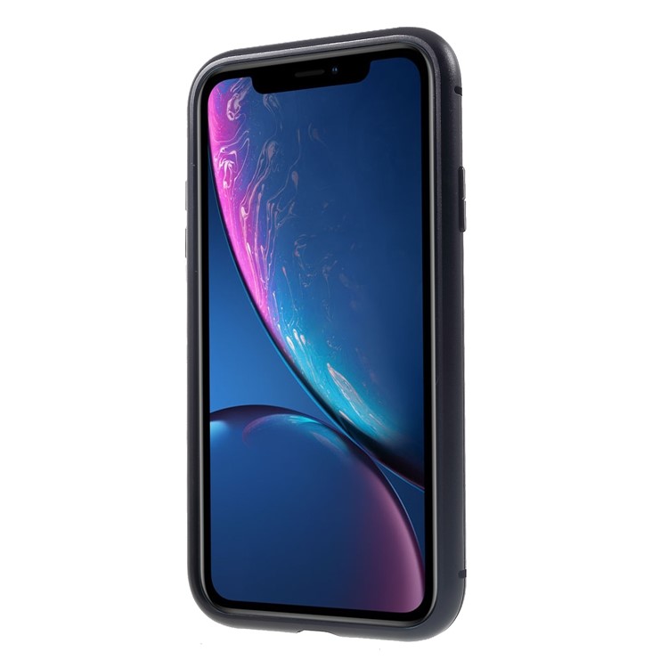 Magnetic Attraction Metal Frame Tempered Glass Back Phone Cover for iPhone XR 6.1 inch - Black-7
