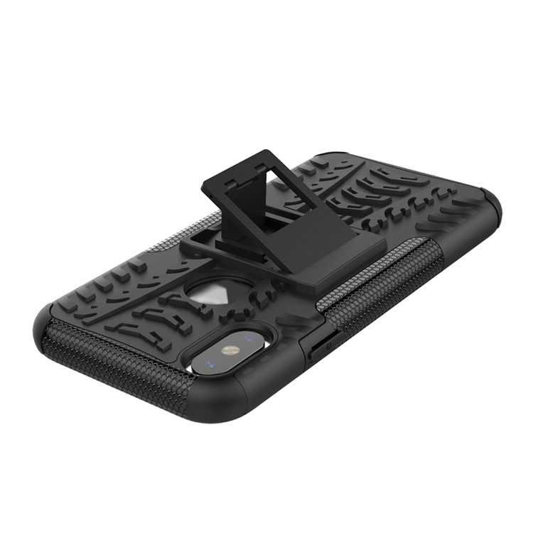 Anti-slip PC + TPU Hybrid Case with Kickstand for iPhone XS/X 5.8 inch - Black-10
