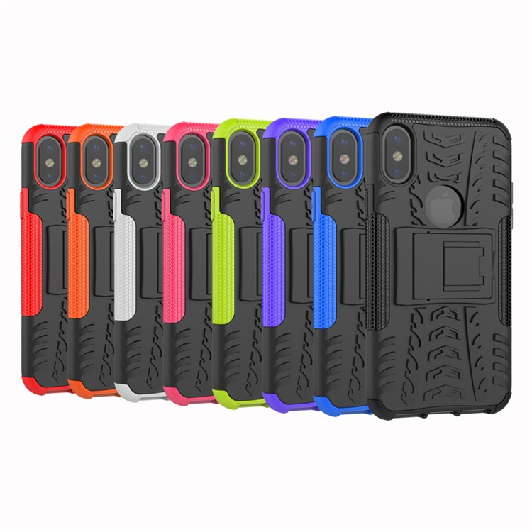 Anti-slip PC + TPU Hybrid Case with Kickstand for iPhone XS/X 5.8 inch - Black-11