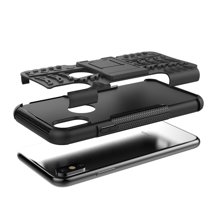 Anti-slip PC + TPU Hybrid Case with Kickstand for iPhone XS/X 5.8 inch - Black-3