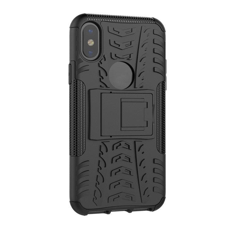 Anti-slip PC + TPU Hybrid Case with Kickstand for iPhone XS/X 5.8 inch - Black-6