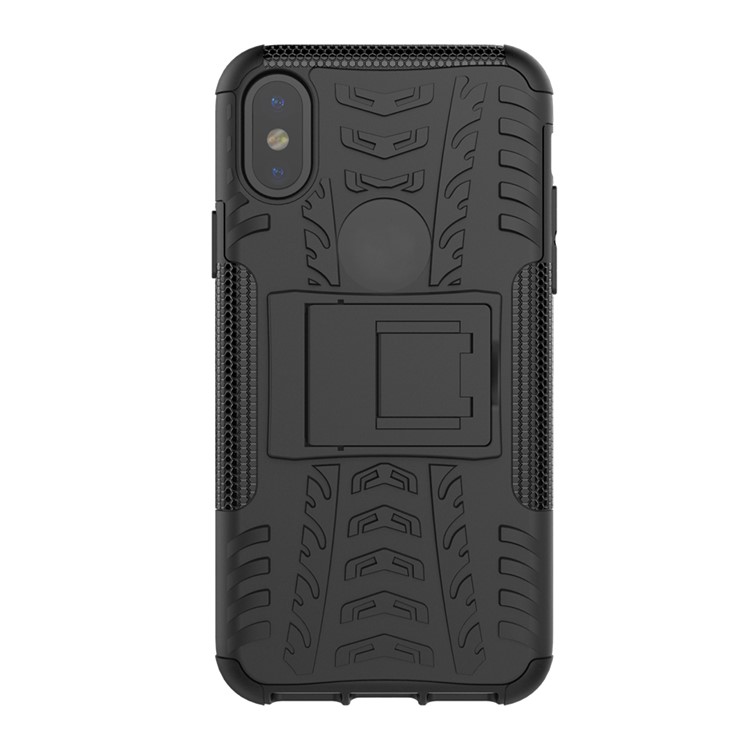 Anti-slip PC + TPU Hybrid Case with Kickstand for iPhone XS/X 5.8 inch - Black-7
