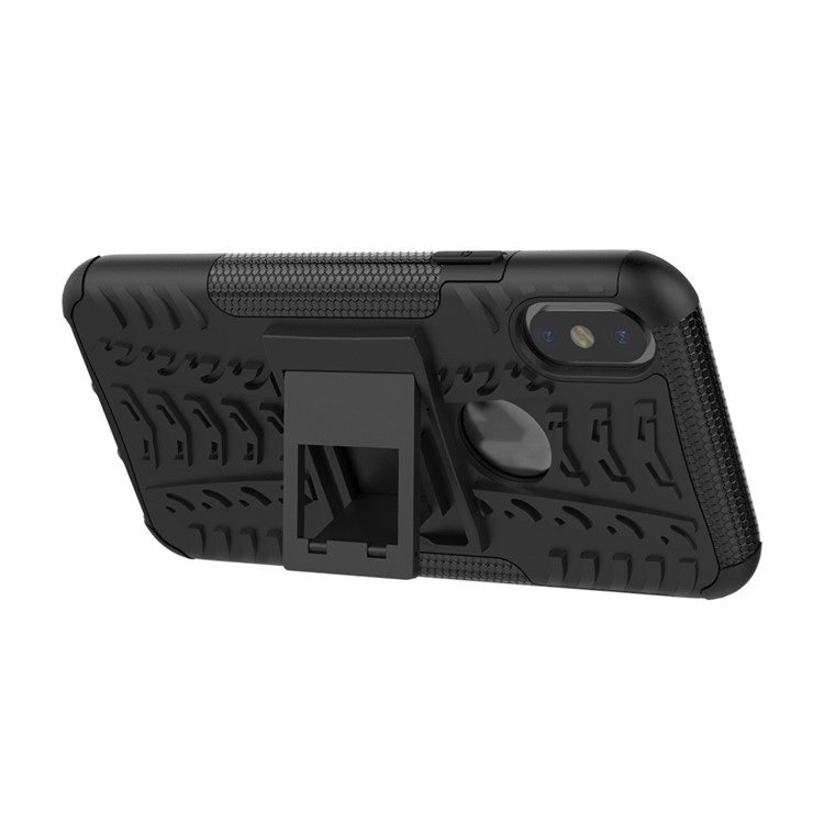 Anti-slip PC + TPU Hybrid Case with Kickstand for iPhone XS/X 5.8 inch - Black-8