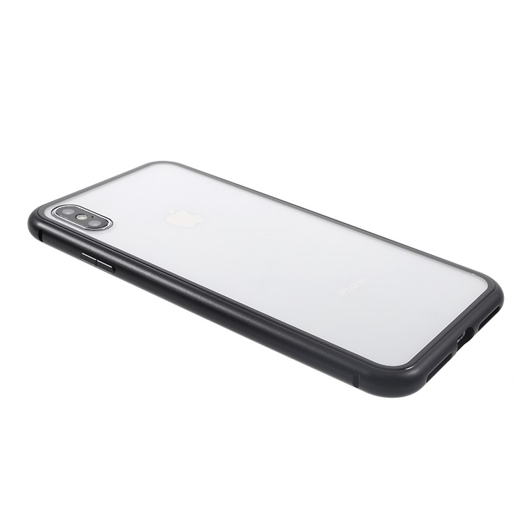 Magnetic Attraction Metal Frame Tempered Glass Back Phone Cover for iphone XS MAX 6.5 inch - Black-10