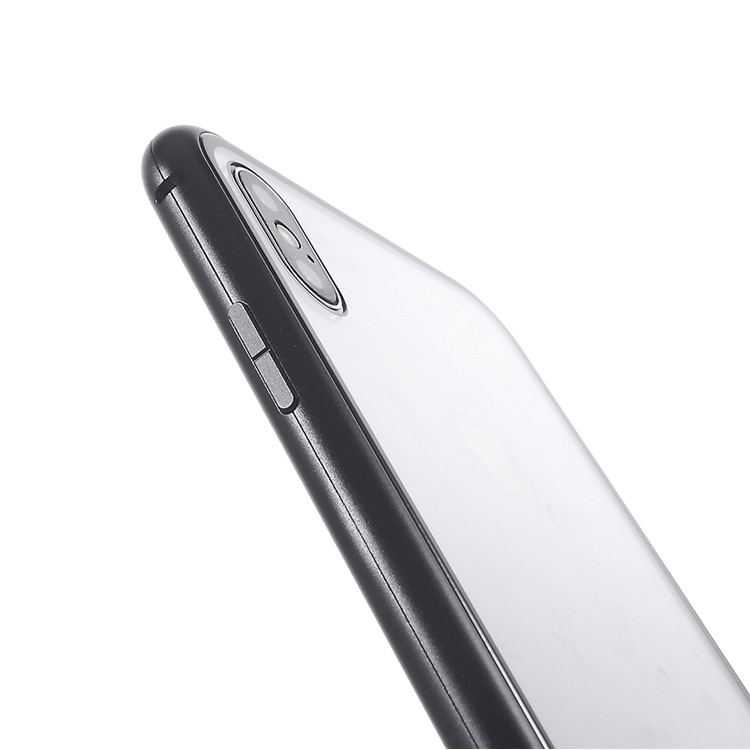 Magnetic Attraction Metal Frame Tempered Glass Back Phone Cover for iphone XS MAX 6.5 inch - Black-15