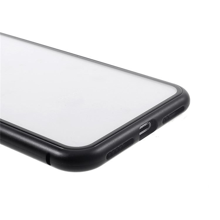 Magnetic Attraction Metal Frame Tempered Glass Back Phone Cover for iphone XS MAX 6.5 inch - Black-16