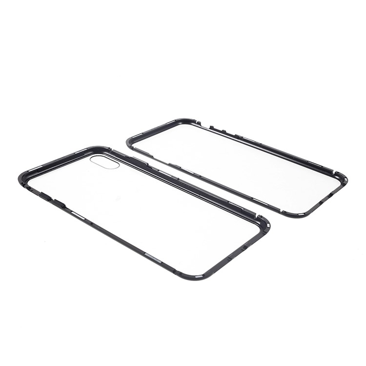Magnetic Attraction Metal Frame Tempered Glass Back Phone Cover for iphone XS MAX 6.5 inch - Black-17