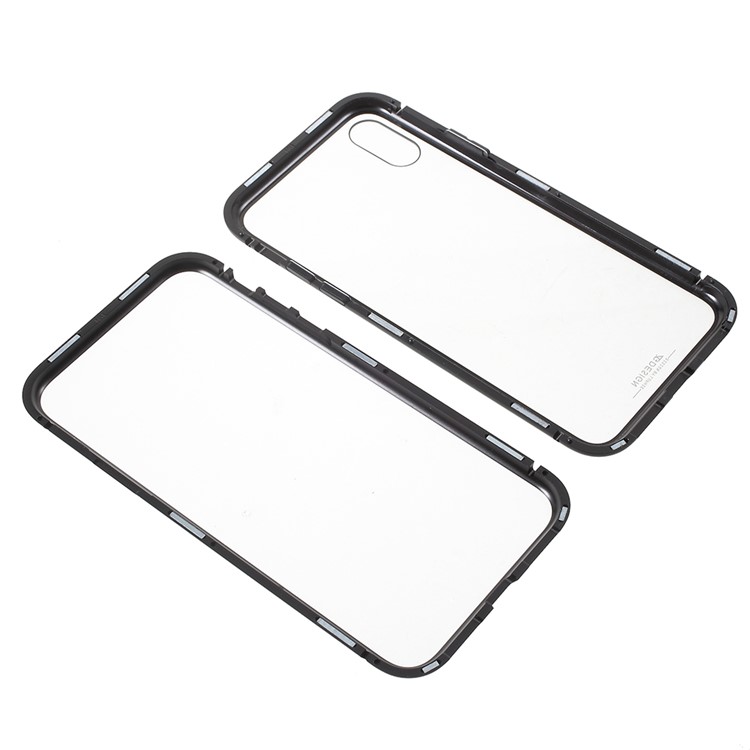 Magnetic Attraction Metal Frame Tempered Glass Back Phone Cover for iphone XS MAX 6.5 inch - Black-19