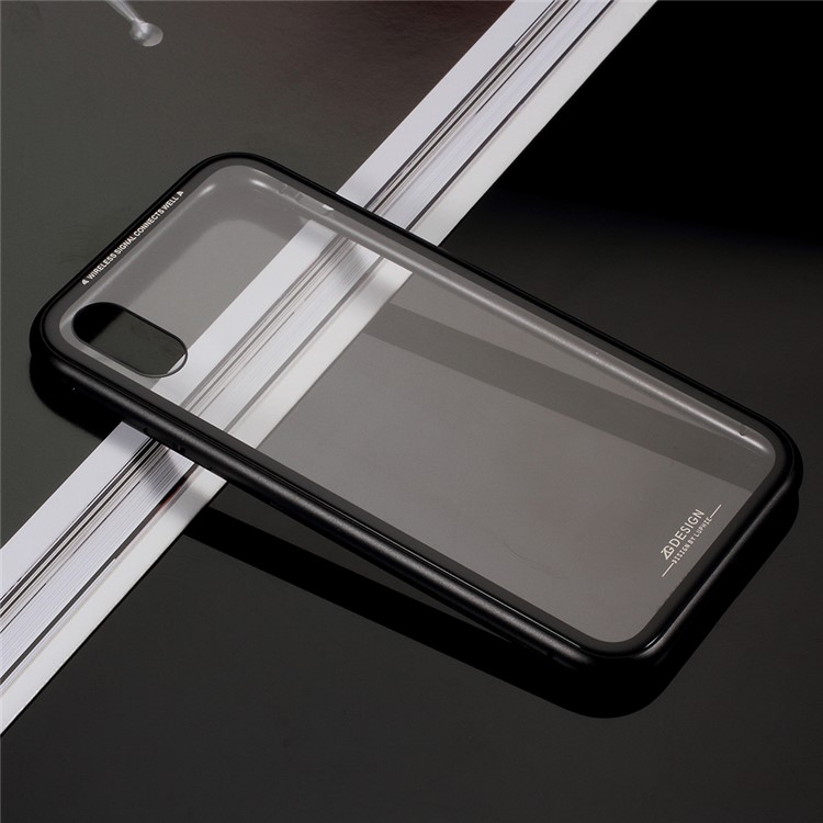 Magnetic Attraction Metal Frame Tempered Glass Back Phone Cover for iphone XS MAX 6.5 inch - Black-5