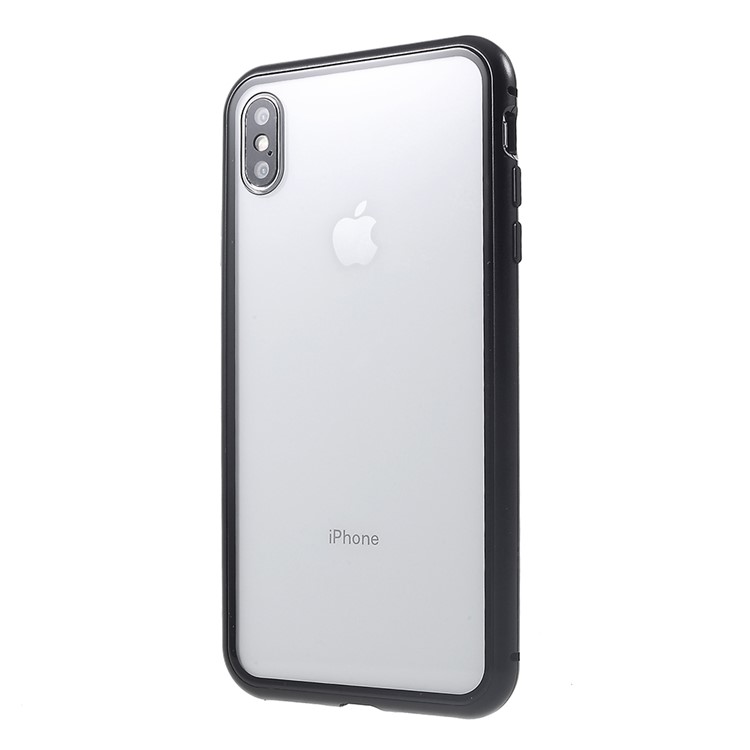 Magnetic Attraction Metal Frame Tempered Glass Back Phone Cover for iphone XS MAX 6.5 inch - Black-8