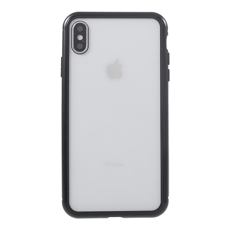 Magnetic Attraction Metal Frame Tempered Glass Back Phone Cover for iphone XS MAX 6.5 inch - Black-9