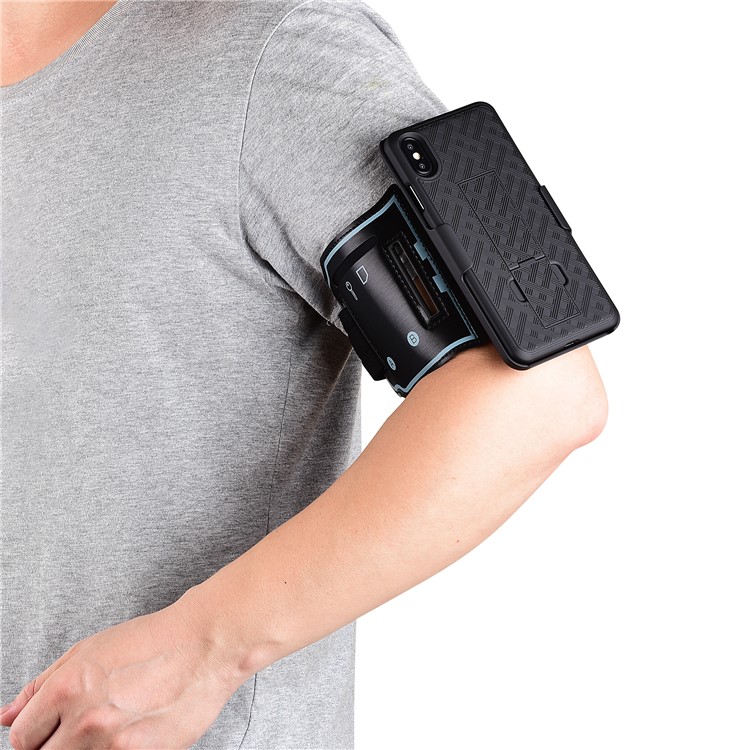 Nylon Sport Armband Gewebtes Muster PC Schutz Telefon Shell Mit Ständer Für Apple IPhone XS Max 6,5 Zoll-4
