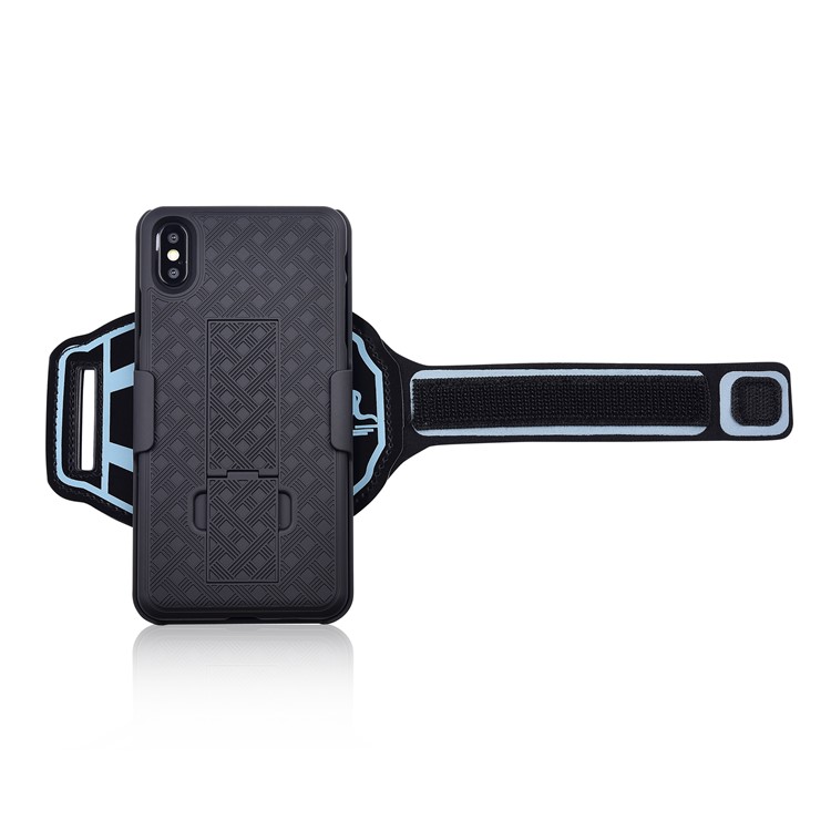 Nylon Sport Armband Gewebtes Muster PC Schutz Telefon Shell Mit Ständer Für Apple IPhone XS Max 6,5 Zoll-5