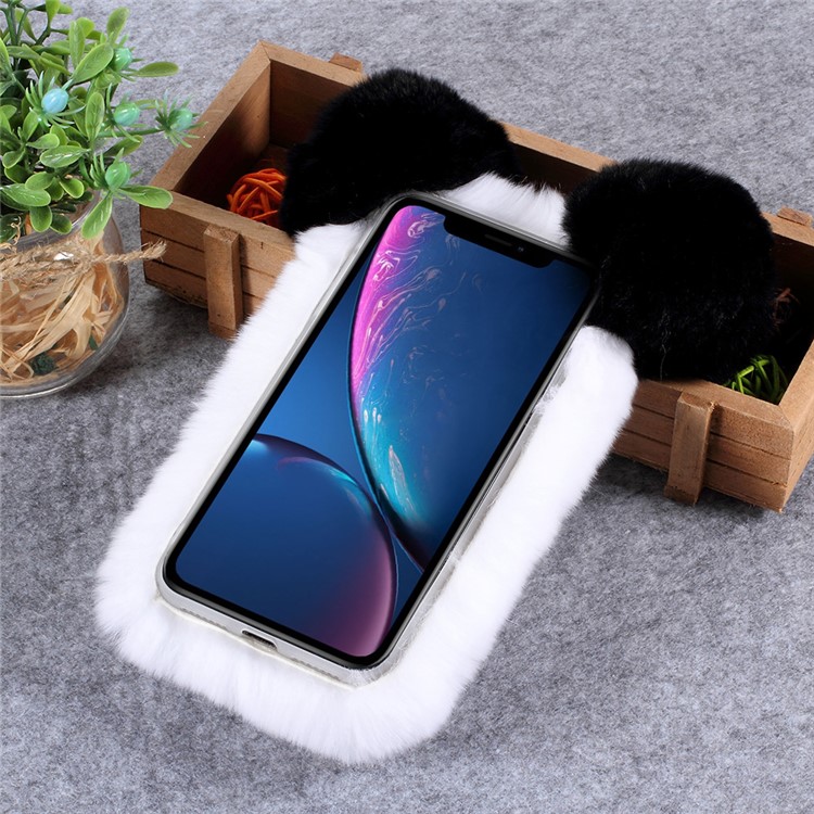 La Panda 3D Formó La Caja Revestida Piel Suave De TPU Para El Iphone XR 6.1 Pulgadas - Blanco / Negro-2