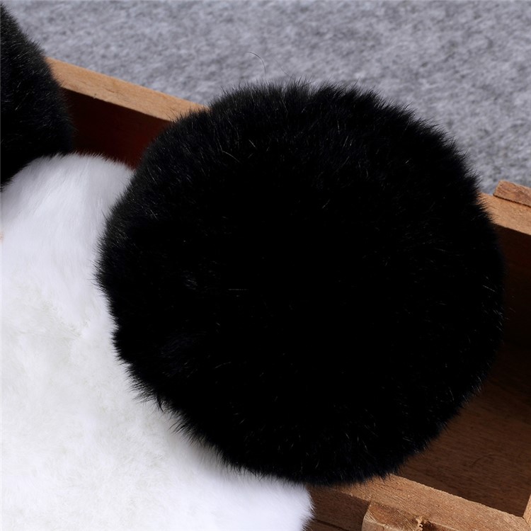 Panda Shape Warm Rabbit Fur Coated TPU Casing for iPhone XS Max 6.5 inch - White/Black-4