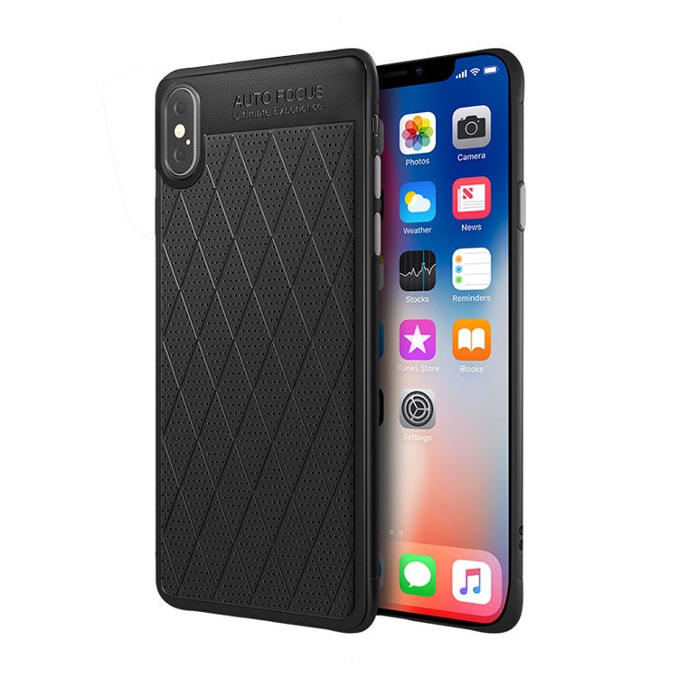 

Для Iphone XS / X 5.8-дюймовая Крышка Геля TPU (сетка Серии) (покрытая Кожей Pu) (текстура Точки Дерматоглифа) - Черный