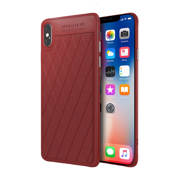 

Для Iphone XS / X 5.8 Дюймовая Крышка Корпуса TPU (серия Сетки) (покрытая Кожей Pu) (текстура Точки Дерматоглифа) - Красный