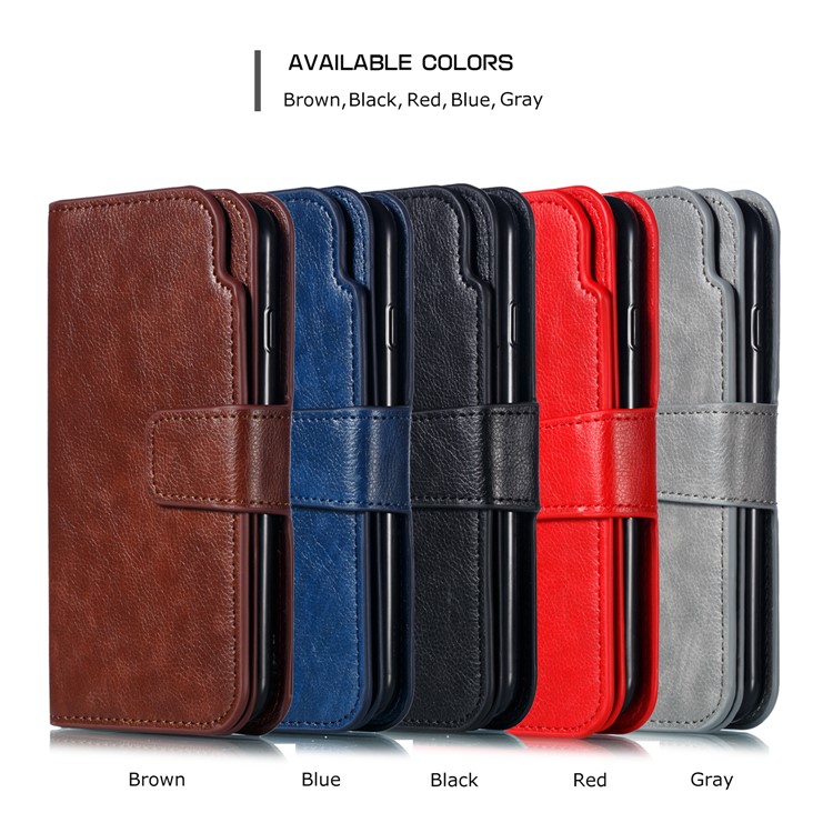 9 Card Slots Crazy Horse Leather Wallet Case for iPhone XS Max 6.5 inch - Black-12