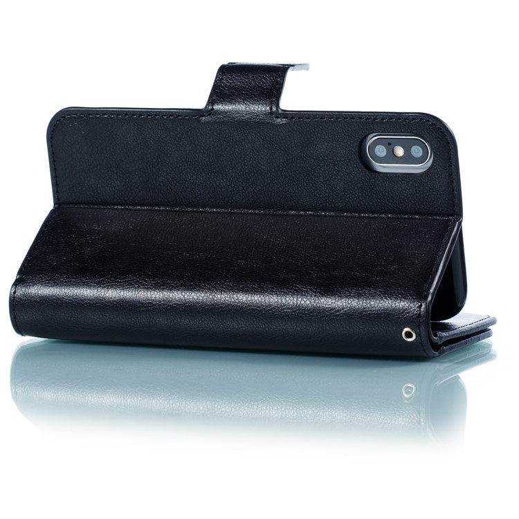 9 Card Slots Crazy Horse Leather Wallet Case for iPhone XS Max 6.5 inch - Black-6