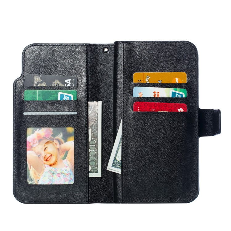 9 Card Slots Crazy Horse Leather Wallet Case for iPhone XS Max 6.5 inch - Black-8
