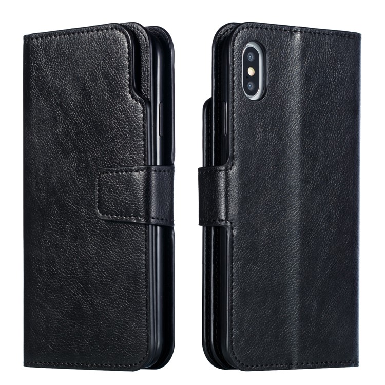 9 Card Slots Crazy Horse Leather Wallet Case for iPhone XS 5.8 inch - Black-2
