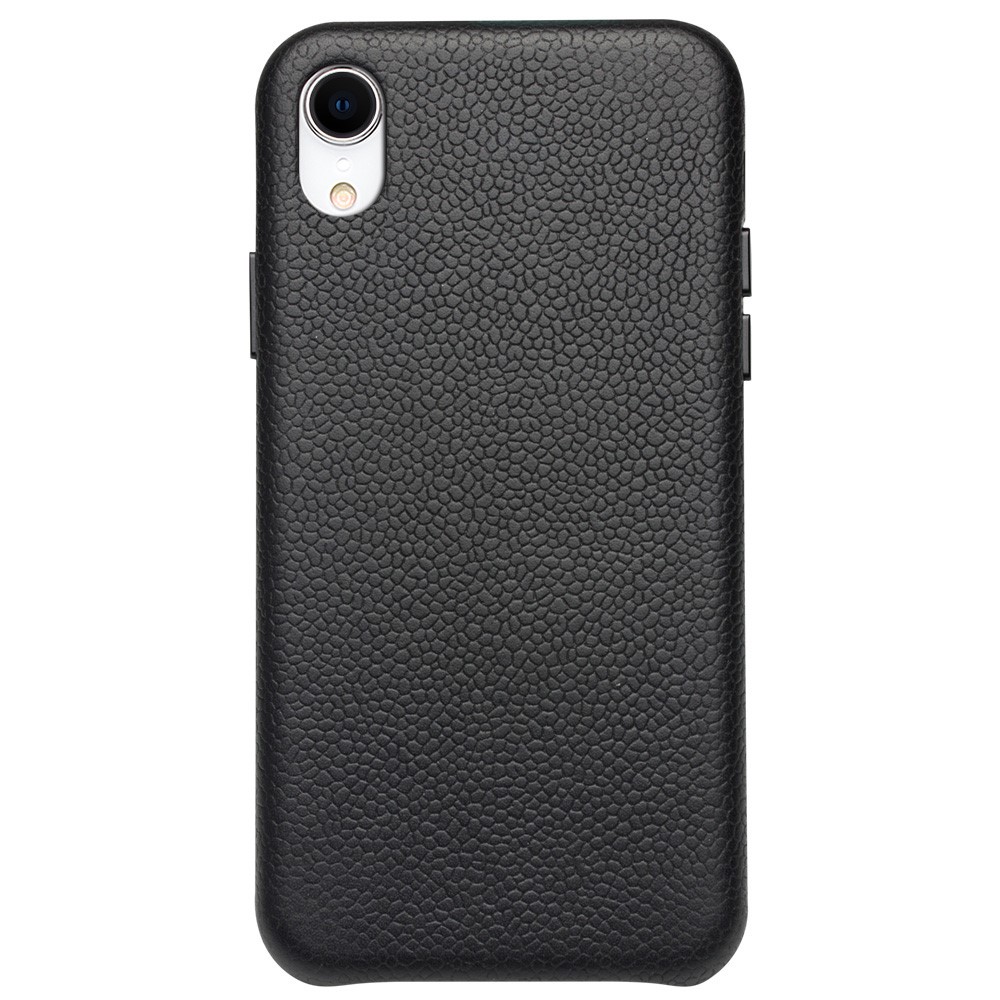 QIALINO Classic Litchi Texture Calf Skin Genuine Leather Coated PC Back Case for iPhone XR 6.1 inch - Black-2