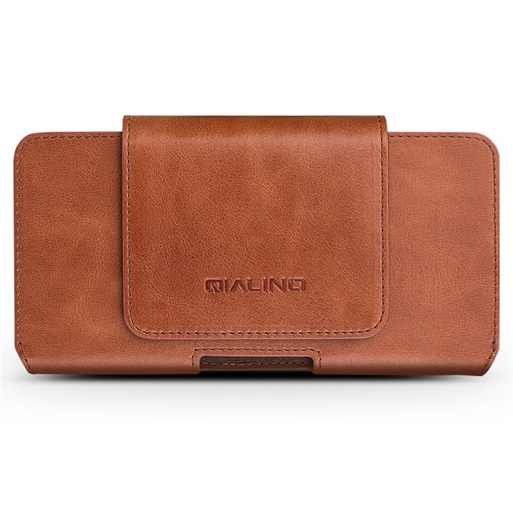QIALINO Genuine Cowhide Leather Holster Case for iPhone XR 6.1 inch / iPhone XS Max 6.5 inch, Size: 16 x 9 cm - Brown-4