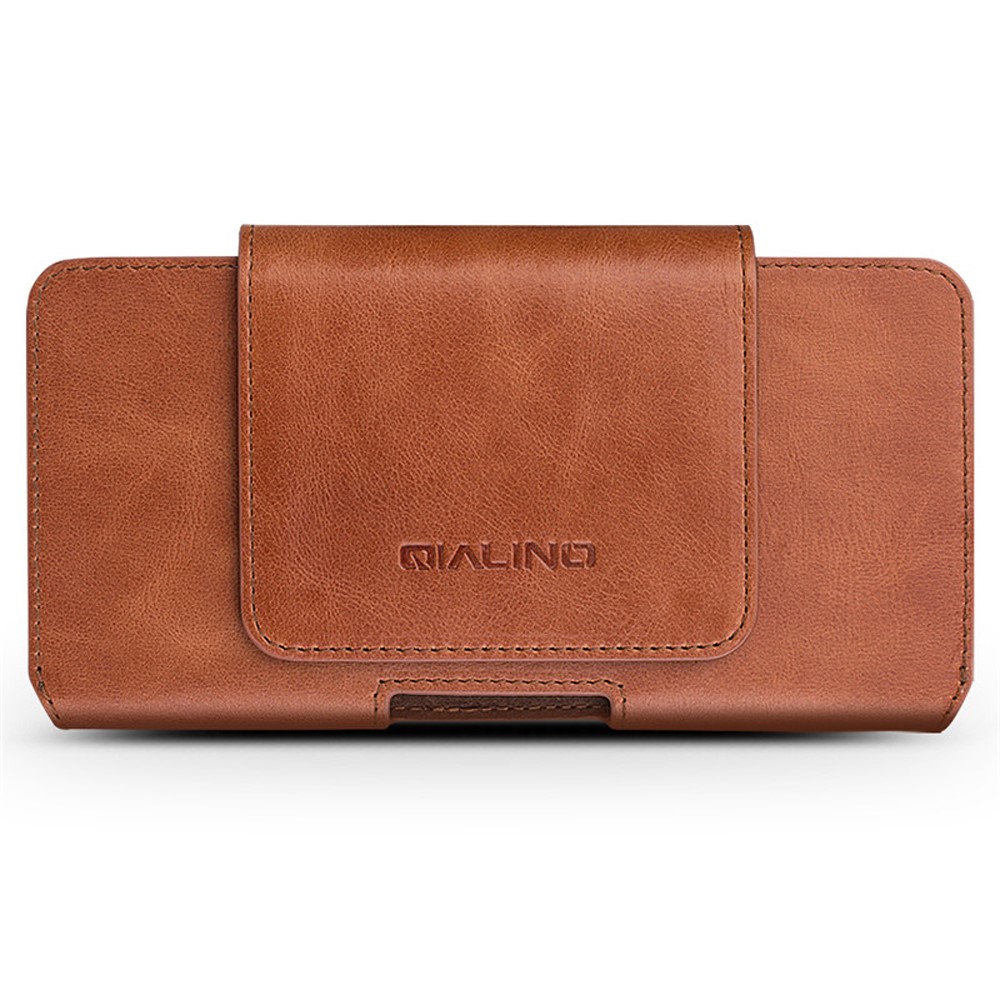 qialino véritable étui en cuir en cuir de vache pour iphone xr 6,1 pouces / iphone xs max 6,5 pouces, taille: 16 x 9 cm - brun