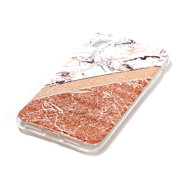 Teste Padrão De Mármore Do Pó Instantâneo IMD Tampa De TPU Para O Iphone XR 6,1 Polegadas - Branco / Rosa Ouro-2