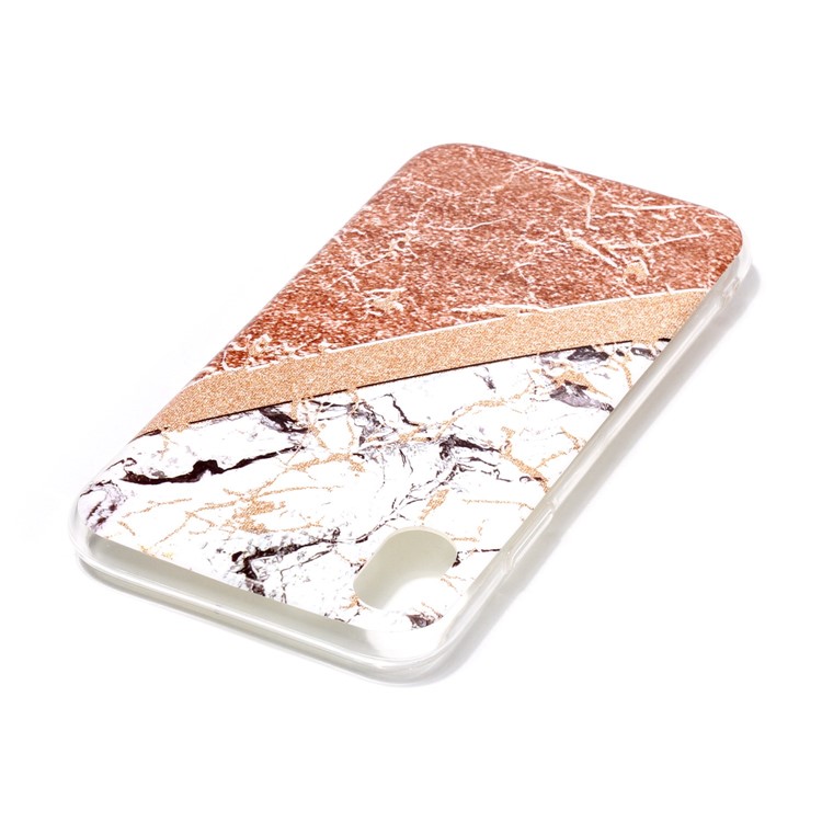 Teste Padrão De Mármore Do Pó Instantâneo IMD Tampa De TPU Para O Iphone XR 6,1 Polegadas - Branco / Rosa Ouro-3