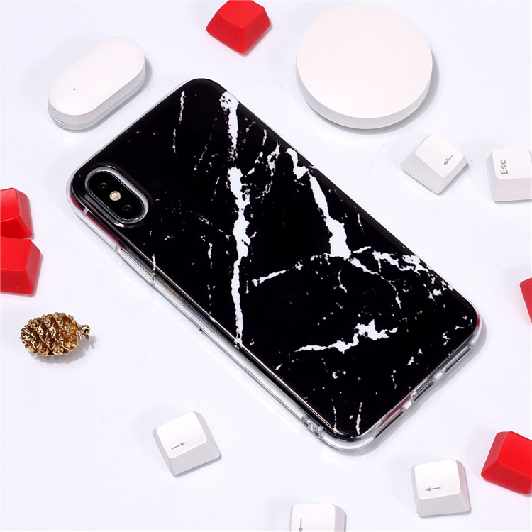 Para Iphone Xs Max 6,5 Polegadas TPU Tampa Do Telefone Celular (teste Padrão De Mármore) (imd Acabamento) - Estilo T-3