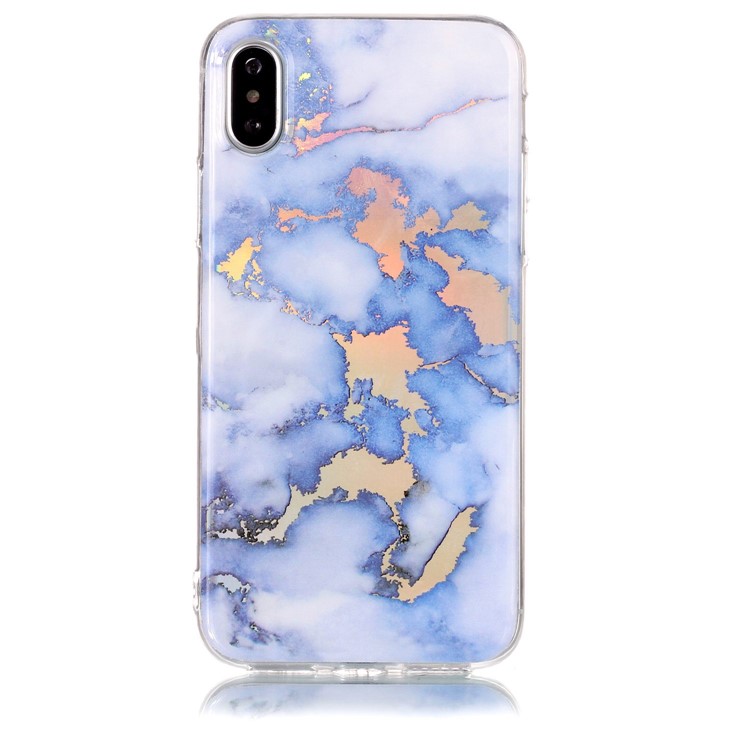 IMD Marble Pattern Plated TPU Mobile Cover for iPhone XS Max 6.5 inch - Baby Blue-3