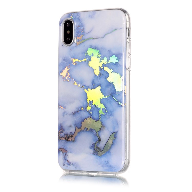 IMD Marble Pattern Plated TPU Mobile Cover for iPhone XS Max 6.5 inch - Baby Blue-4