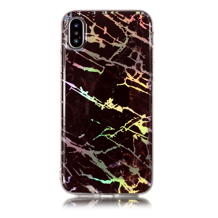 Colorful Laser Carving Marble Patterned TPU Phone Casing for iPhone XS Max 6.5 inch - Black-3